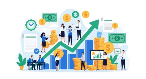 Grafico con freccia verso l'alto