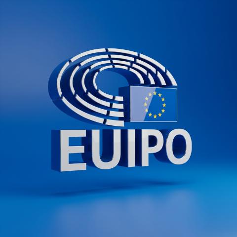 Logo EUIPO su sfondo blu
