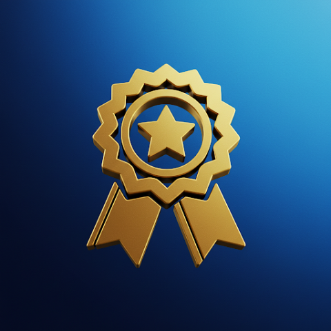 Premio della Fedeltà al Lavoro e del Progresso Economico Icona premio dorata su sfondo blu