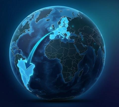 Globo - Europa e Mercosur collegati da una freccia