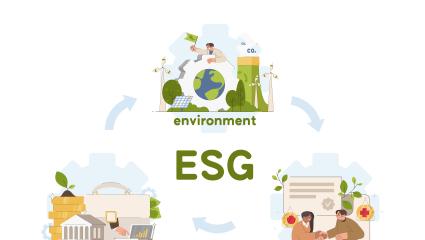 Environmental social governance Lettere e icone che descrivono un ambiente sostenibile