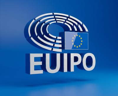 Logo EUIPO su sfondo blu