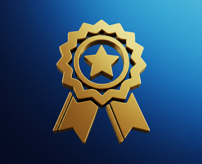 Icona premio dorata su sfondo blu